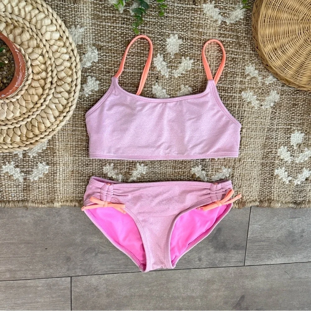 Art Class Girls Pink and Peach 2-Piece Bikini Swim Suit Set Size Medium